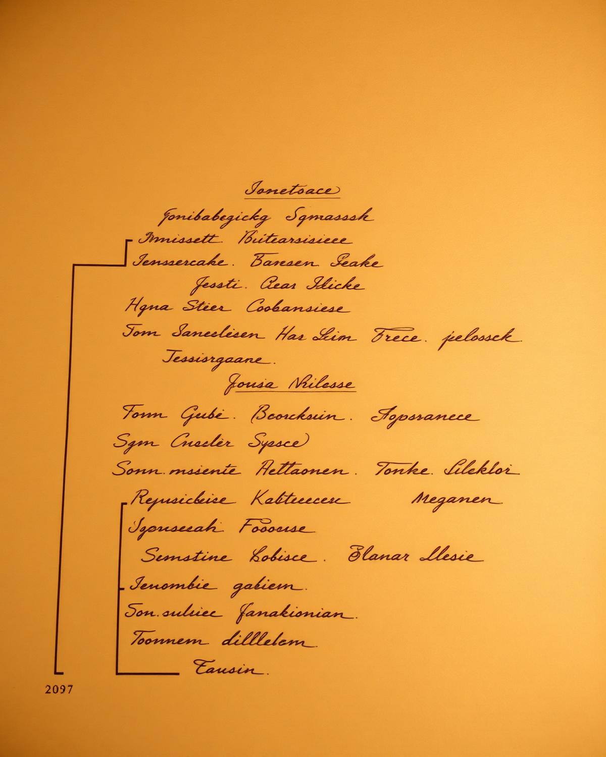 Árvore genealógica em manuscrito antigo